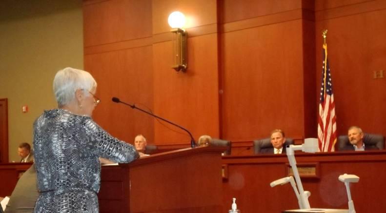 League President, Anita Moran speaks to Horry County Council on the work of the League and the purpose of National Voter Registration Day