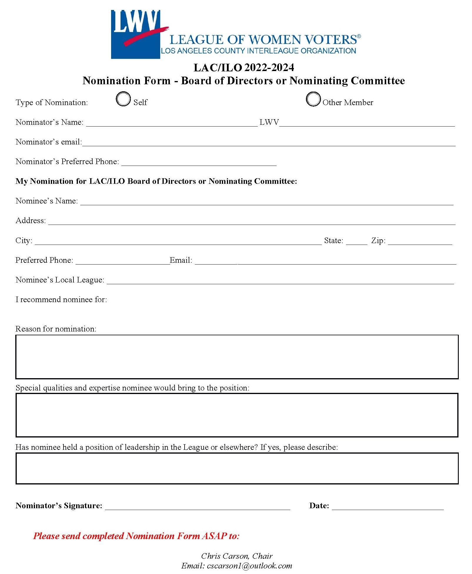 ILO nomination form