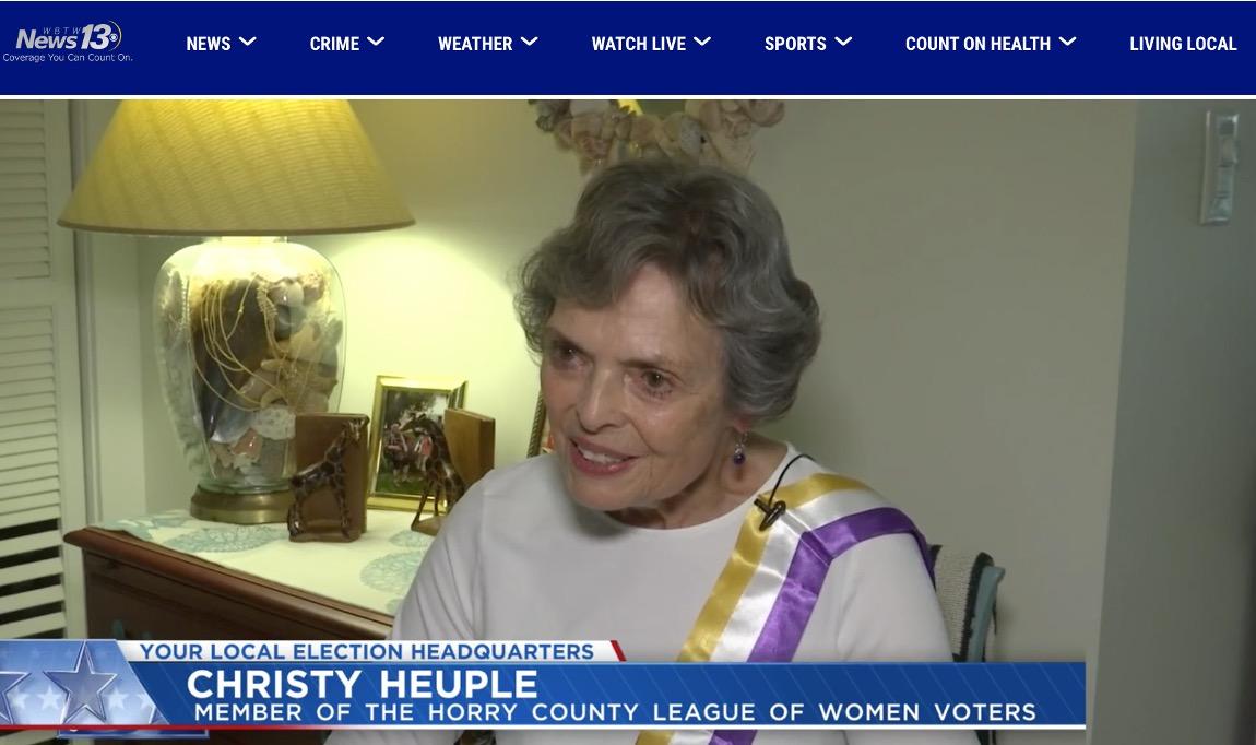 LWVHC Member, Chris Heuple, speaks to TV 13 about the Womens Vote