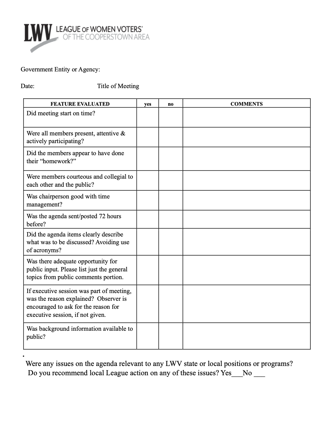 2024 version of the LWVCA observer form observer corps form