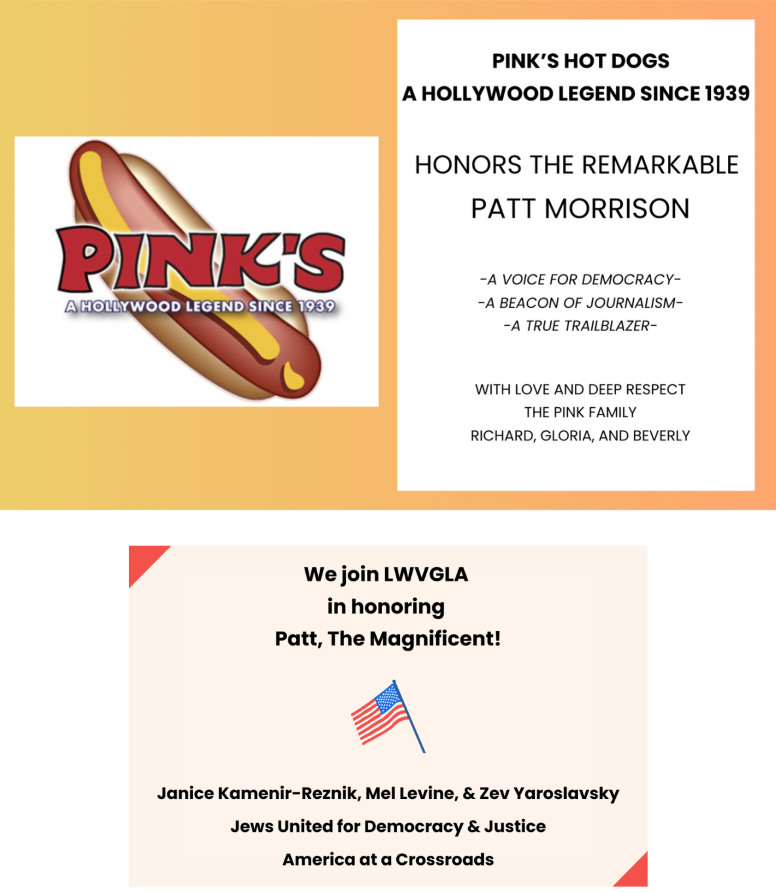 Ads honoring Patt Morrison