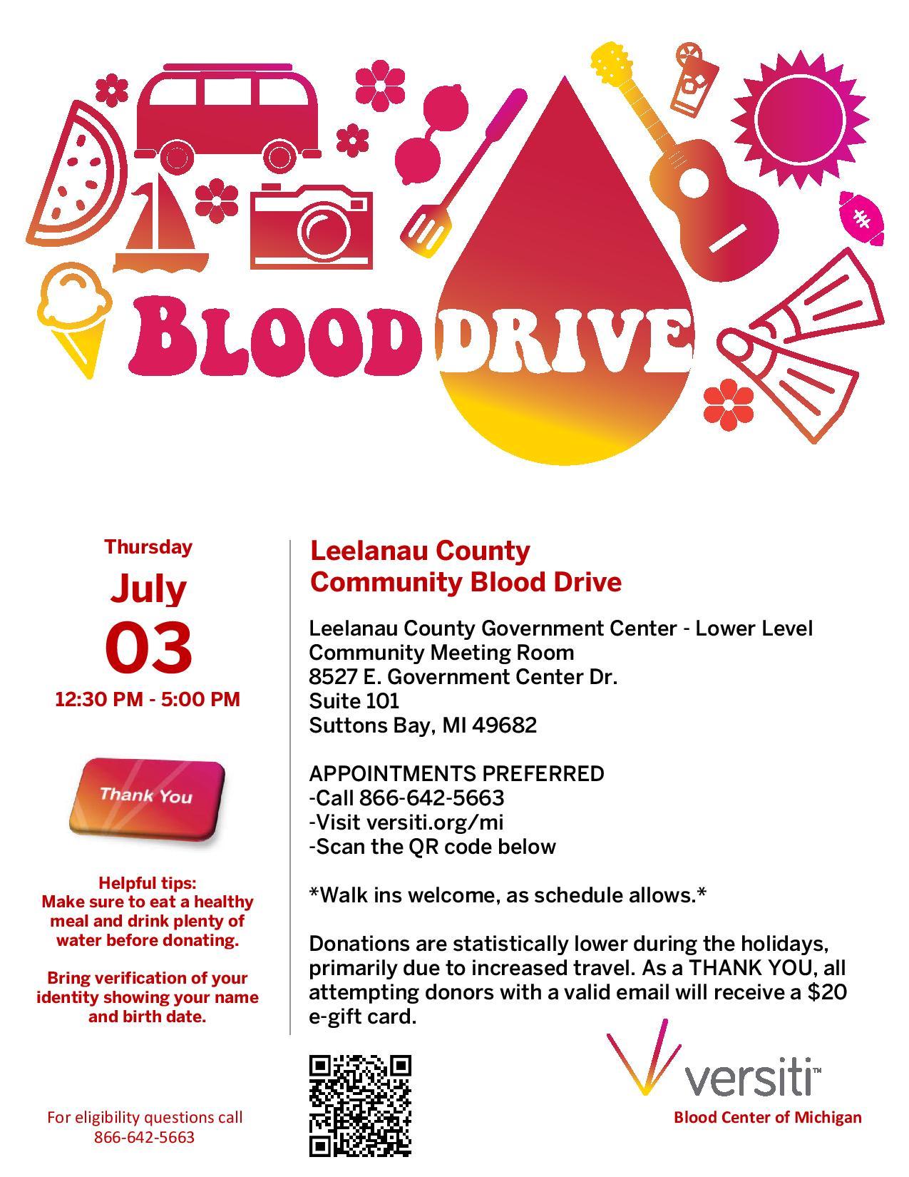 Blood Drive July 2025 poster
