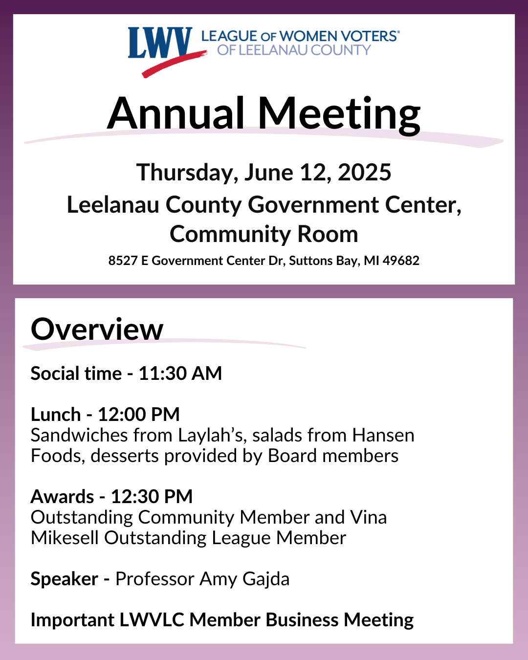 LWVLC Annual Meeting 2025 Invite