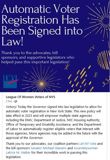 NYS automatic voter registration