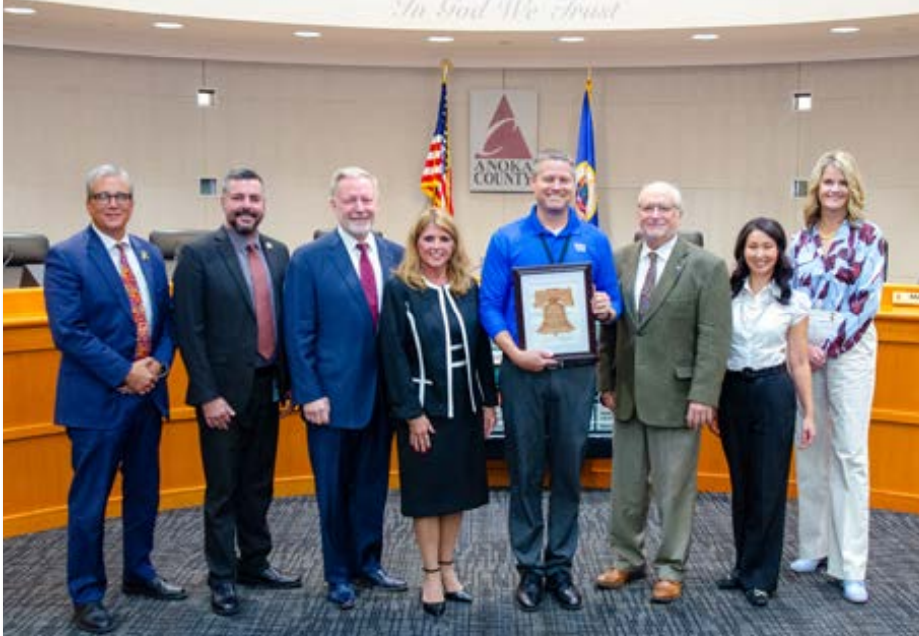 Tom Hunt and his Friend of League Award recognized at Anoka County Board Meeting