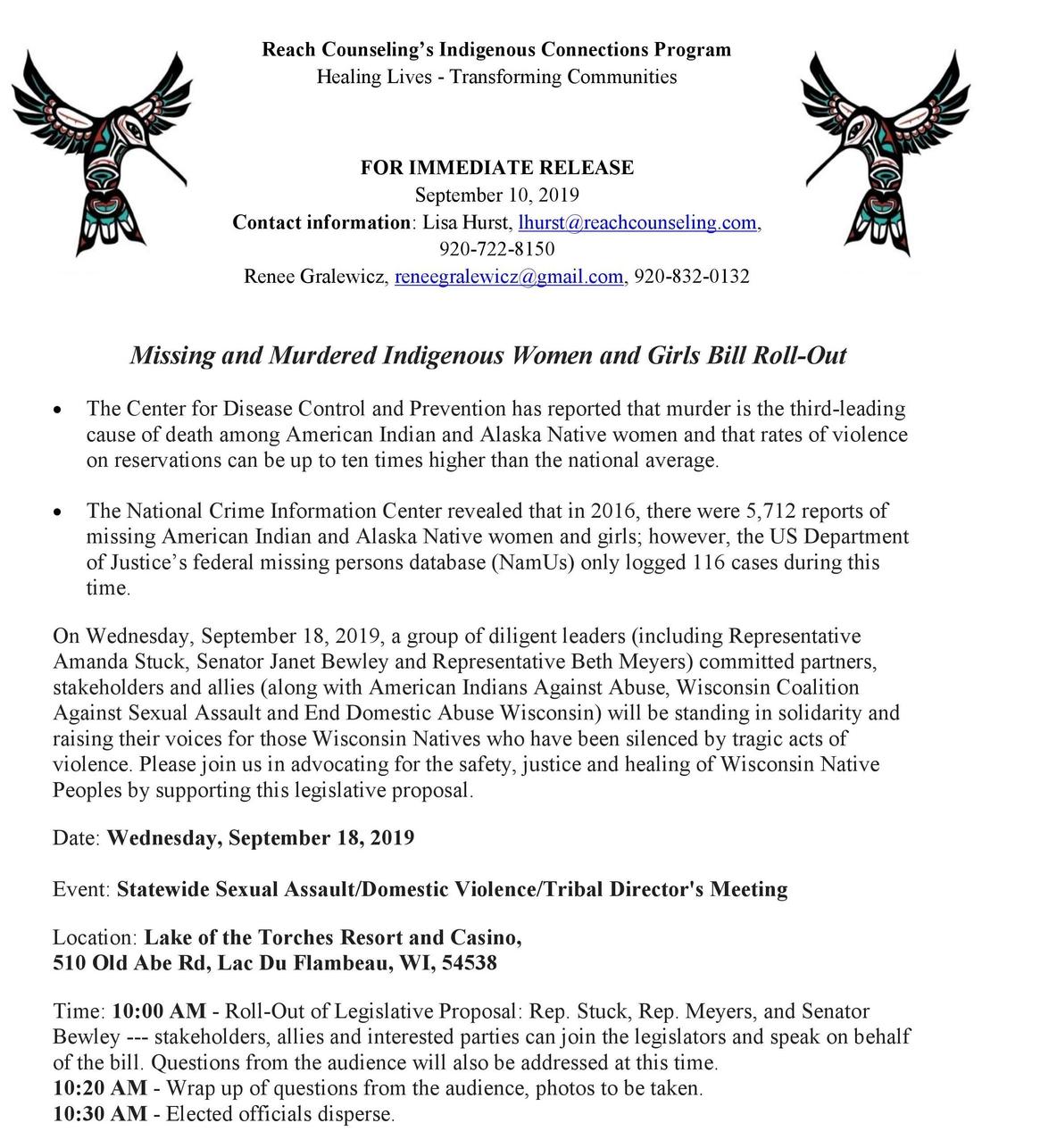 Missing and Murdered Indigenous Women and Girls Bill Roll-Out