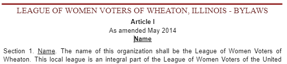 LWV Wheaton bylaws