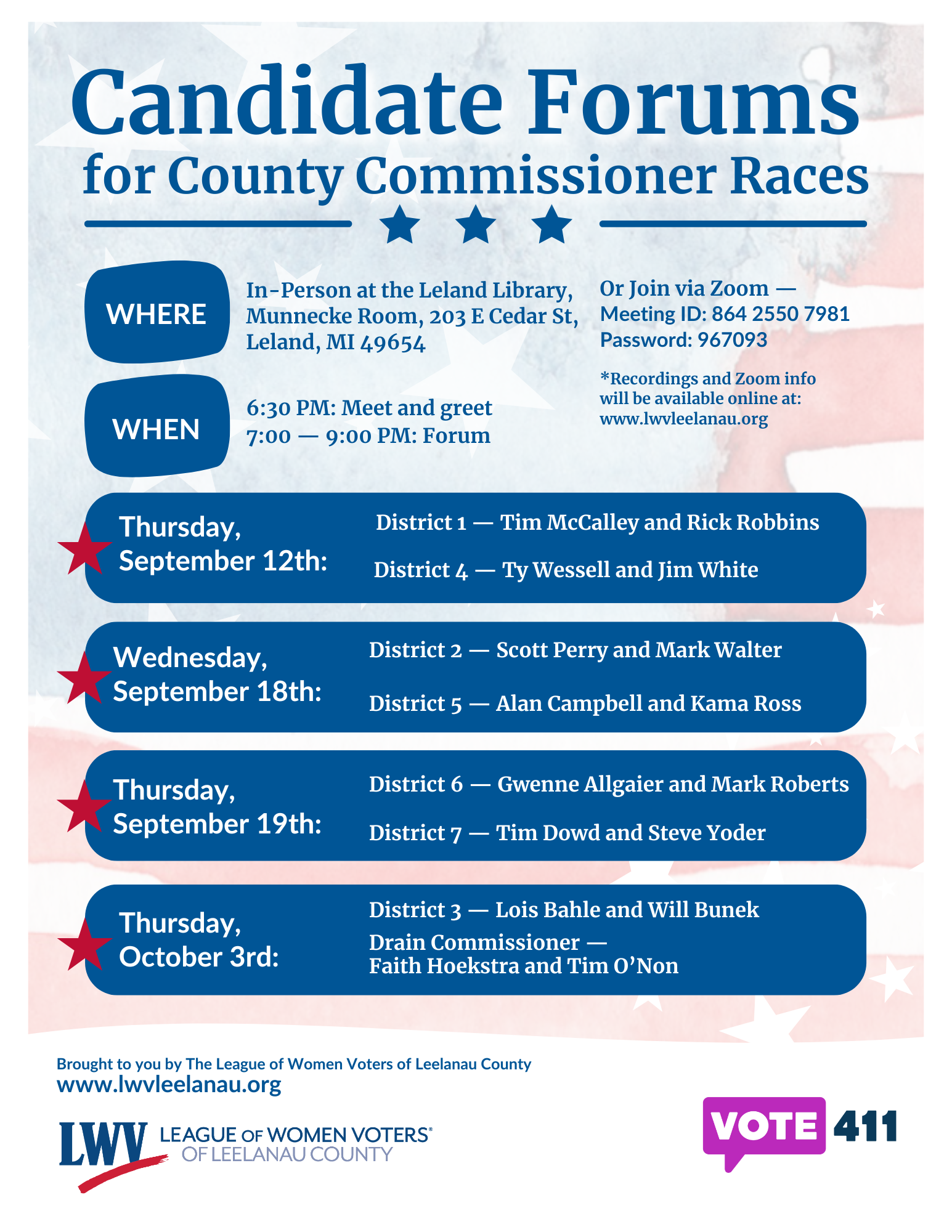 Candidate Forums for Leelanau County Commissioner Races - 2024