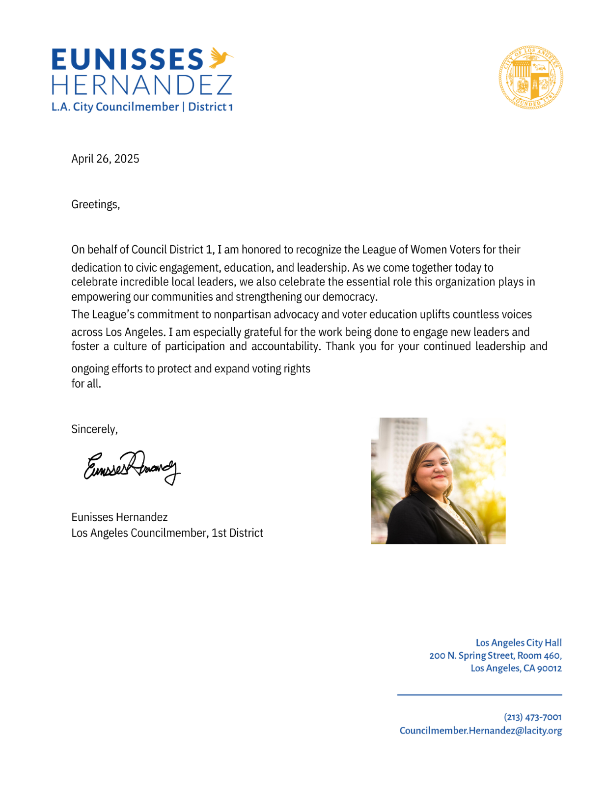 CD 1 Councilmember Hernandez