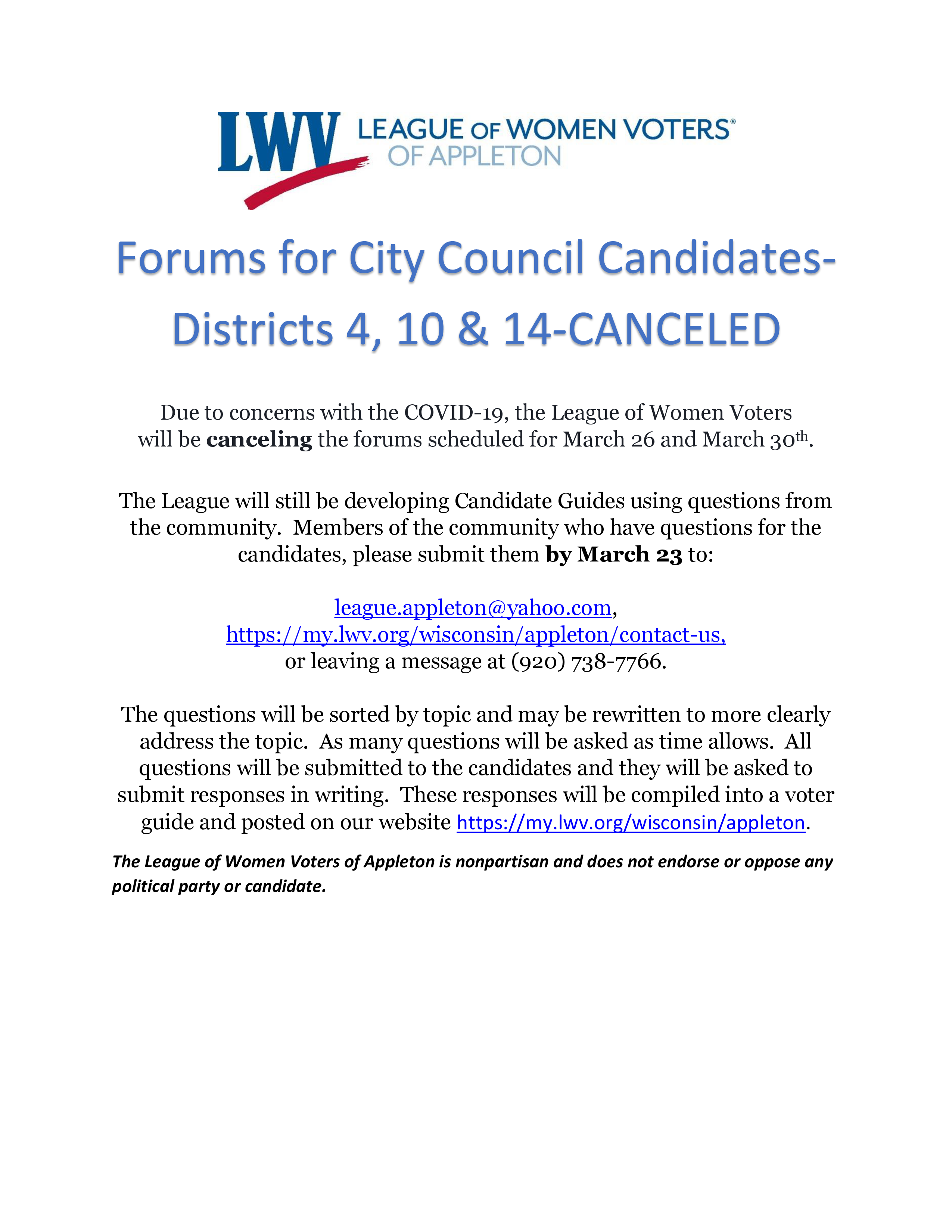 City Council Forums