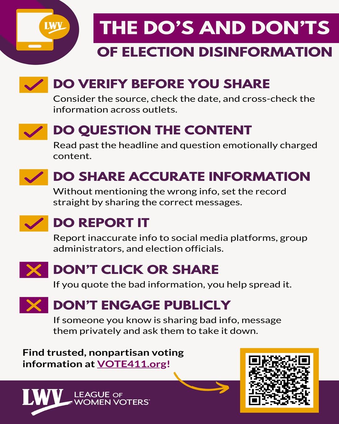The Do's and Don'ts of Election Disinformation by US LWV