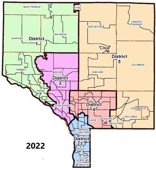 Map of Anoka County Conservation Districts 2022