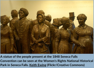 A statue of the people present at the 1848 Seneca Falls Convention can be seen at the Women's Rights National Historical Park in Seneca Falls. Keith Ewing (Flickr/Creative Commons)