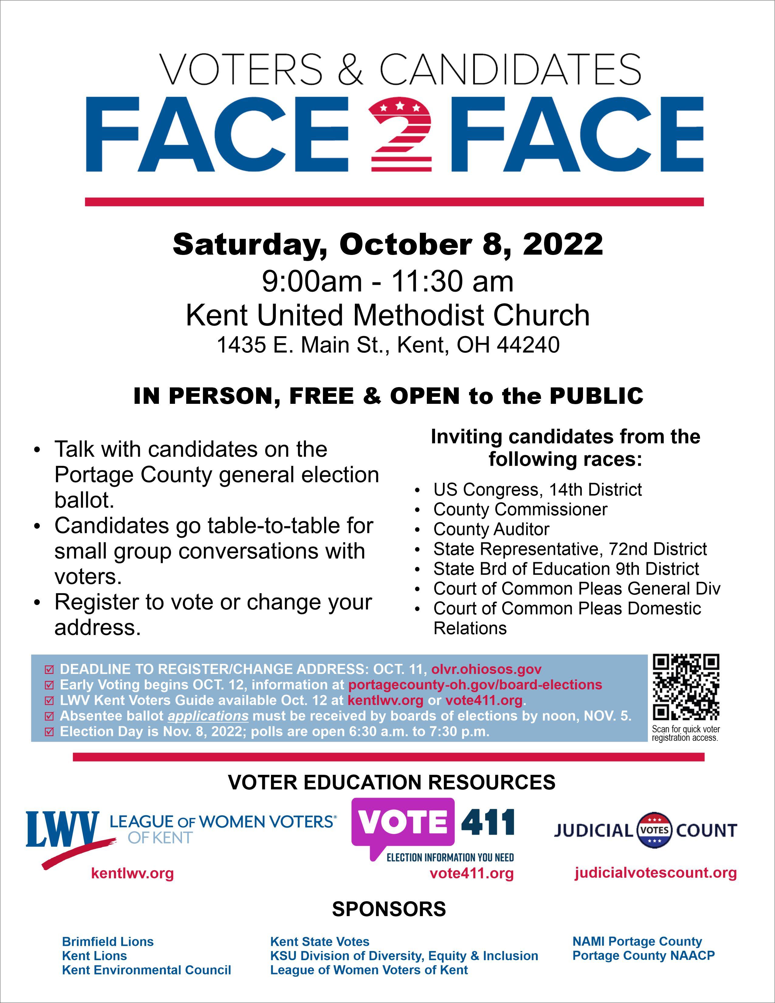 Face 2 Face Candidate forum flyer NOv 2022