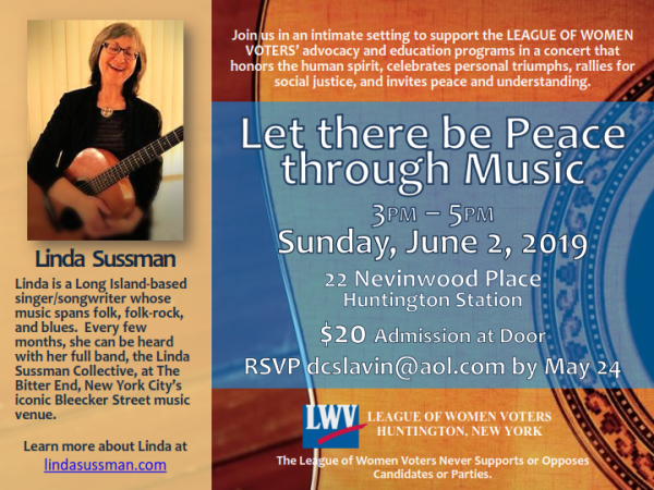 Linda Sussman Concert Flyer - June 2, 2019
