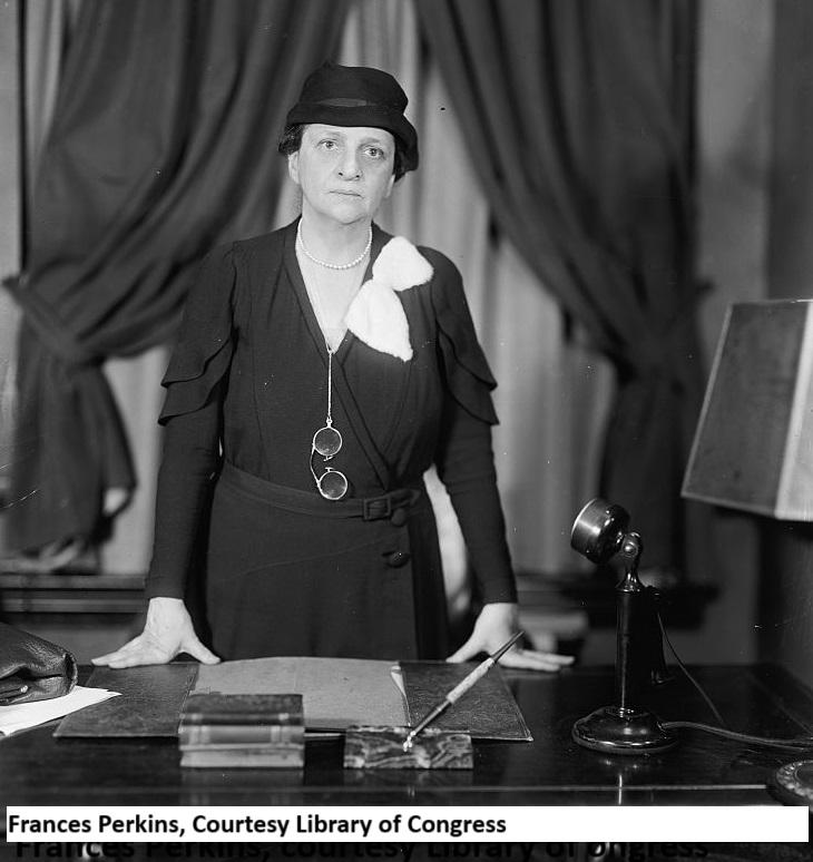 black and white photo of Frances Perkins first secretary of Labor