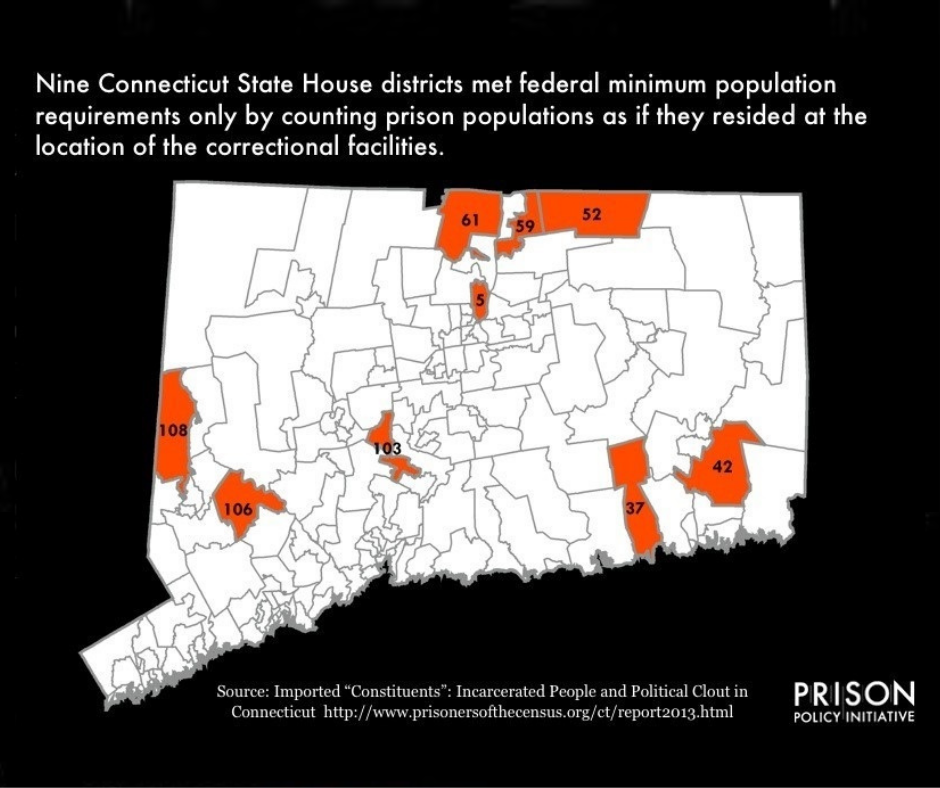 Prison Gerrymandering CT Map from the Prison Policy Initiative
