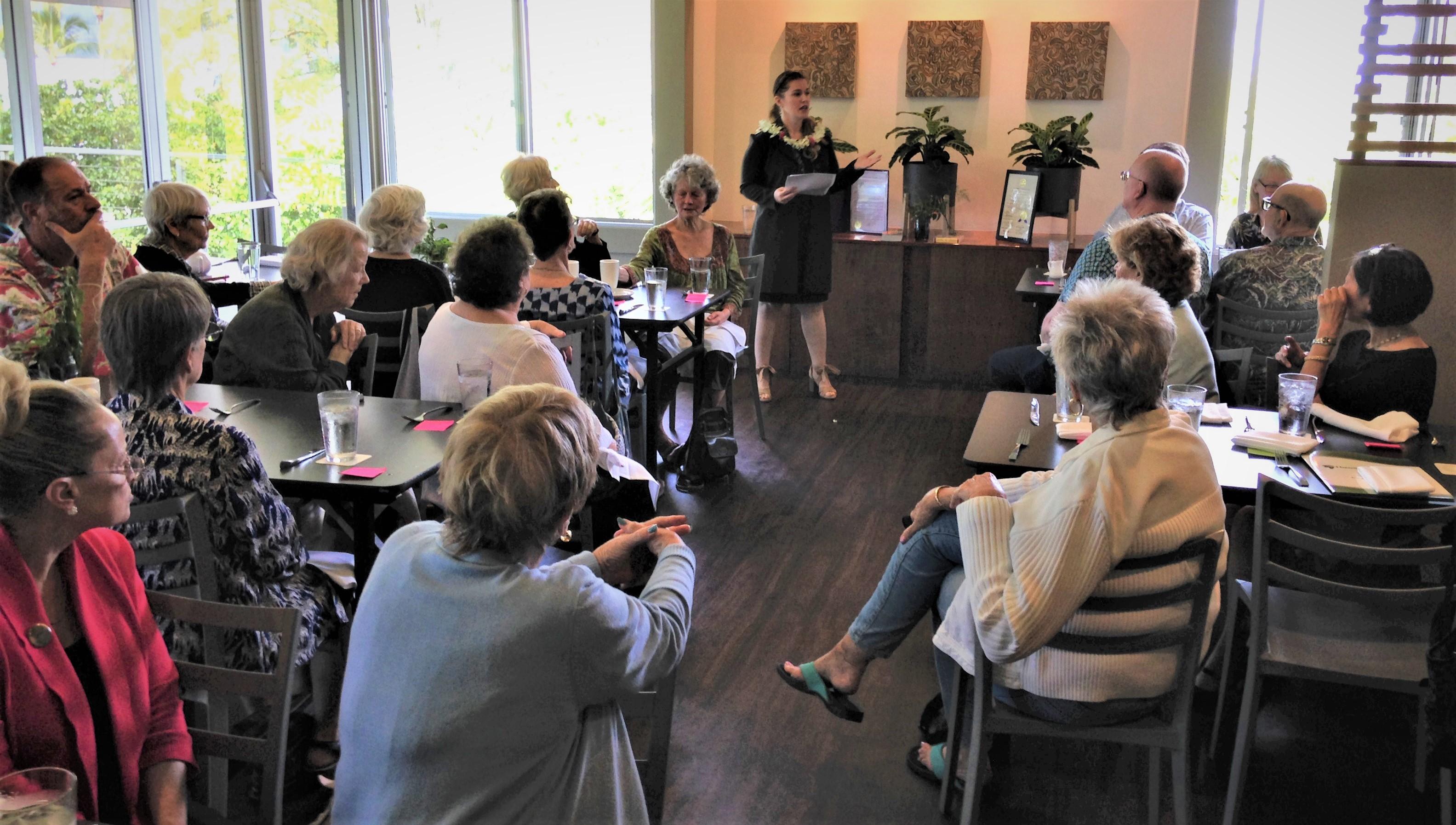 Dr. Michele Mitchell speaks at LWVHC 100th Anniversary luncheon