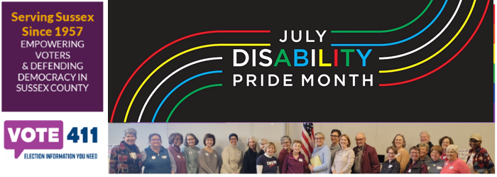 Banner showing Sussex LWV members and Disability Pride image