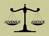 Scales with the word "Juvenile" on the left and "Justice" on the right