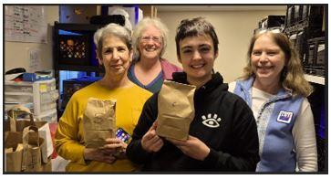 Kit deliver team. Gerrie Richards NOW; Nat Flow, IFC; Amy Jeroloman, LWVODC; Wendy Michener, IVRF