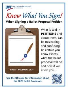 Know what you sign flyer with QR code linking to petition information