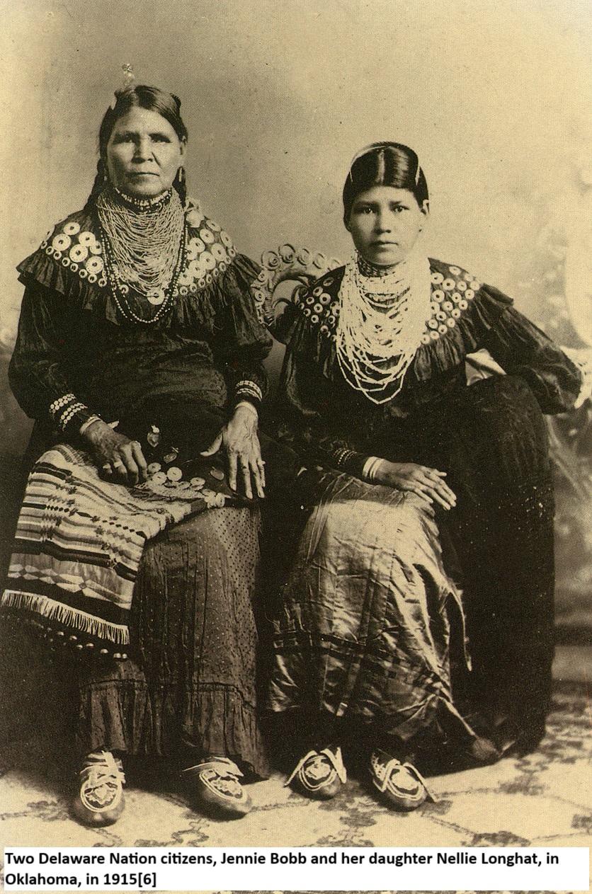 1915 photo of 2 female Delaware nations citizens, celebrating native american heritage month. The Lenape: first inhabitants of Bucks County