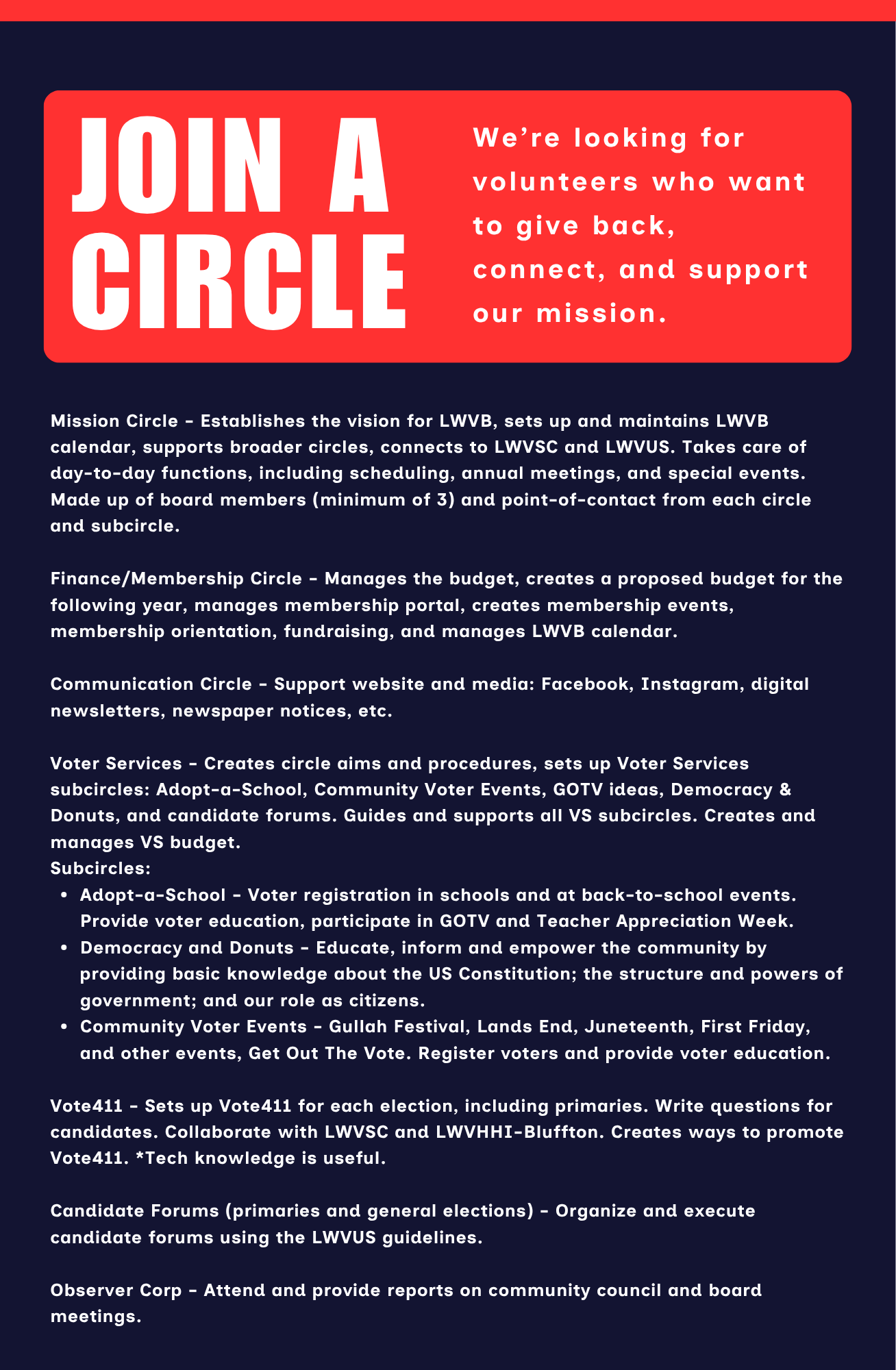 Circle information