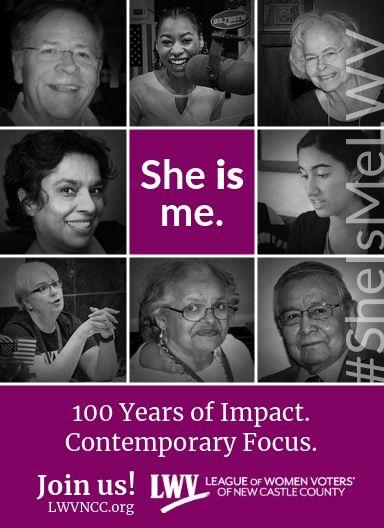 She is me. 100 Years of Impact. Contemporary Focus.
