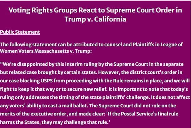 Mail in ballot public statement