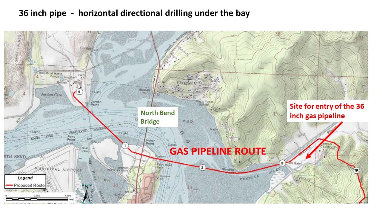 Pipeline Route under Coos Bay