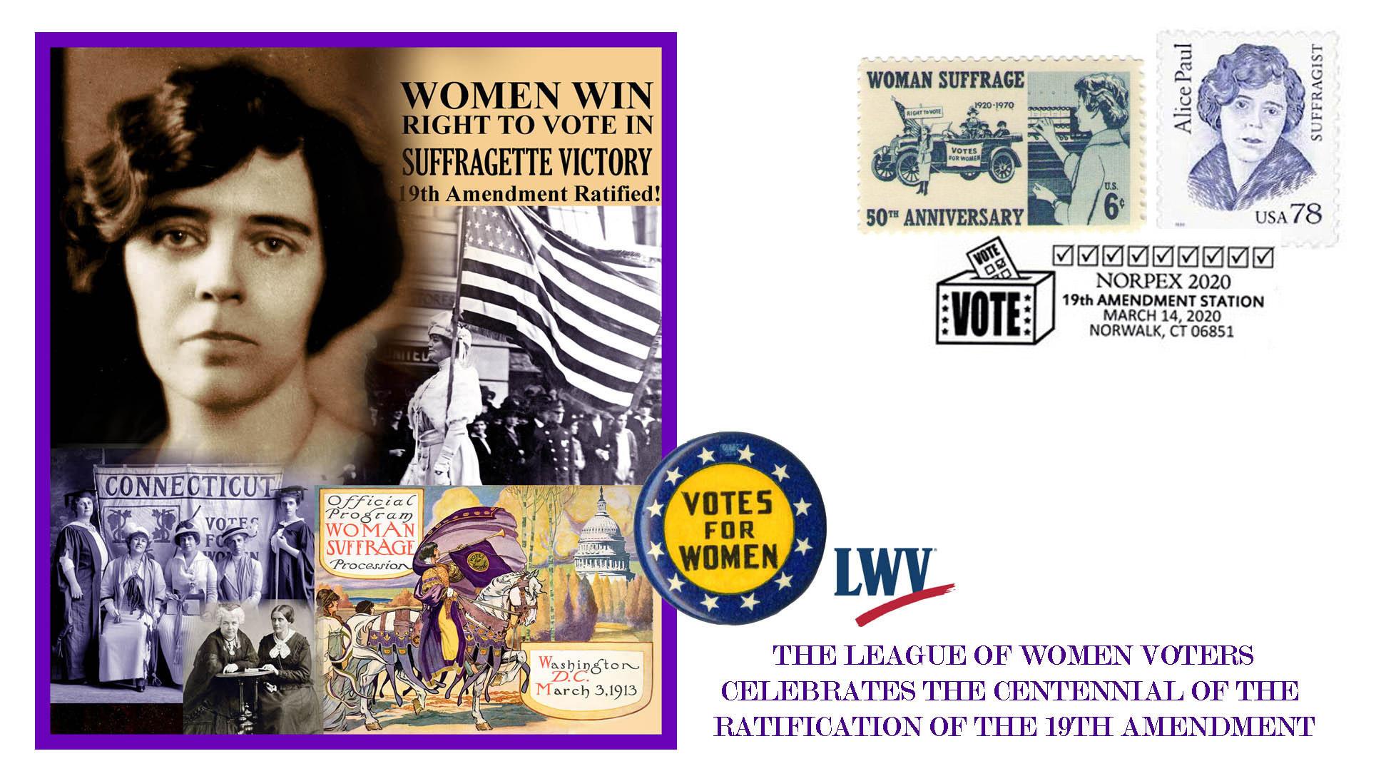 Alice Paul and Woman Suffrage Centennial first day cover cachet designed by Chris Calle