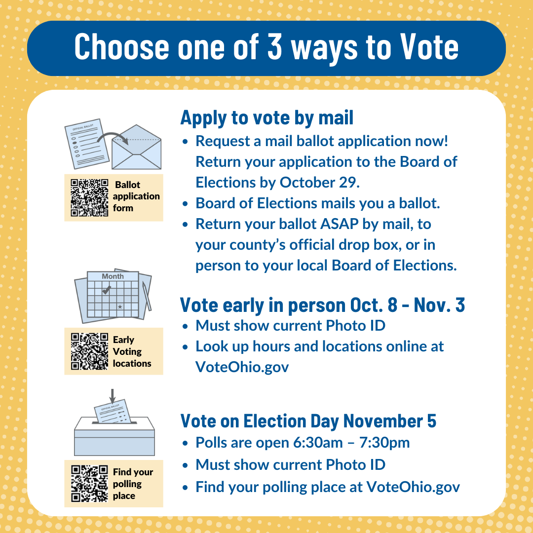 Chose one of three ways to vote - mail, early in-person, election day