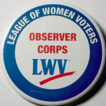 button with Observer Corps and LWV logo