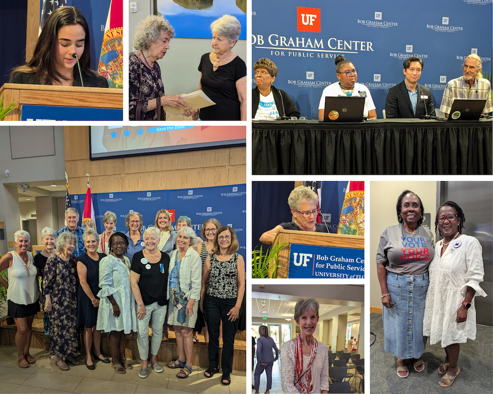 Photo collage of 7 photos from the 2024 Primary Election Candidate Forum