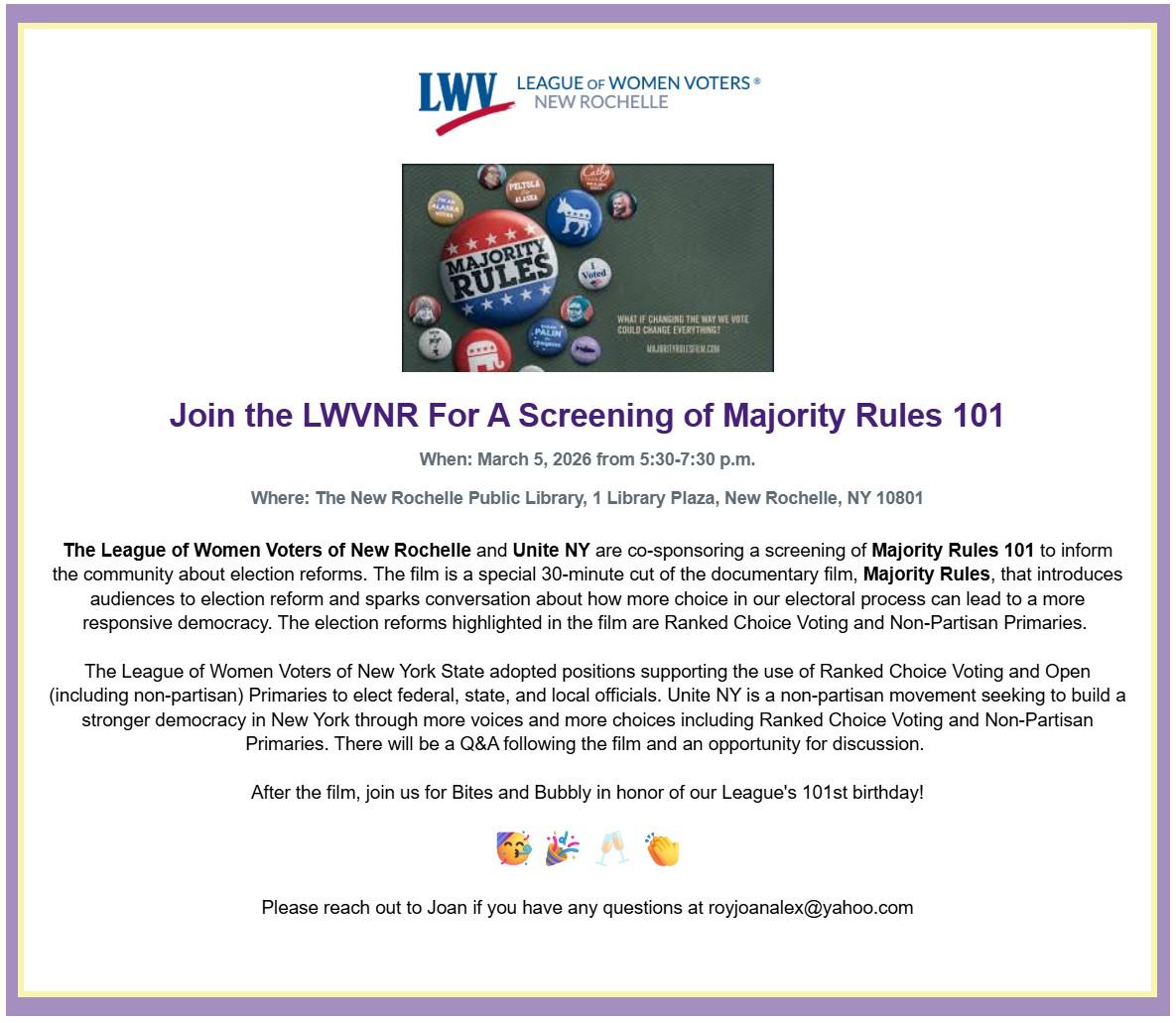 A Screening of Majority Rules 101