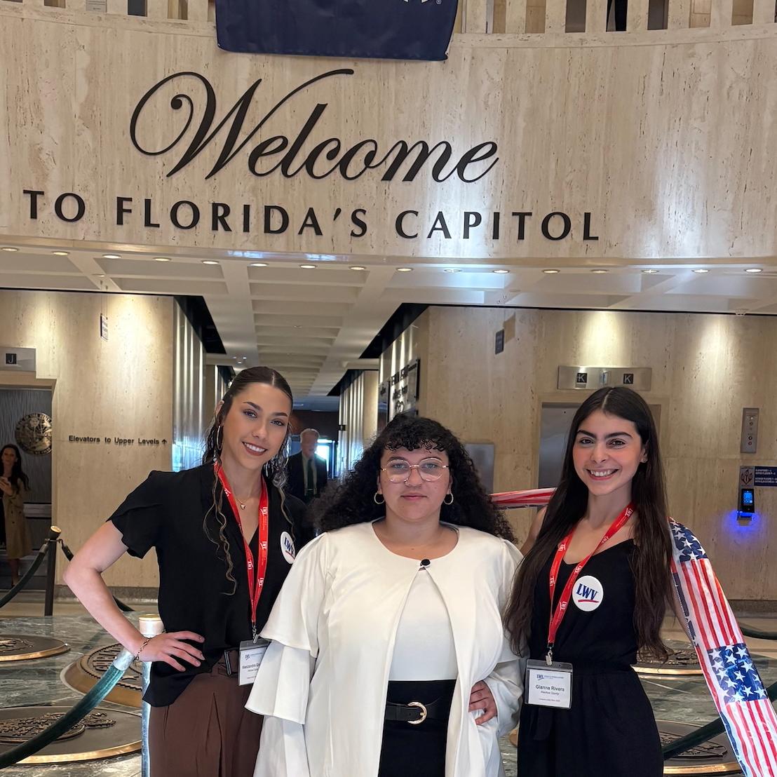LWV@SF Officers: Alexzandra Growe, Treasurer, Emmy Scott, Senator, Gianna Rivera, President