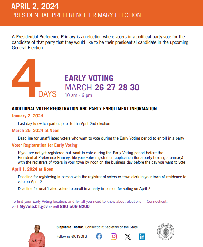 SOTS Presidential Primary Early Voting flyer English