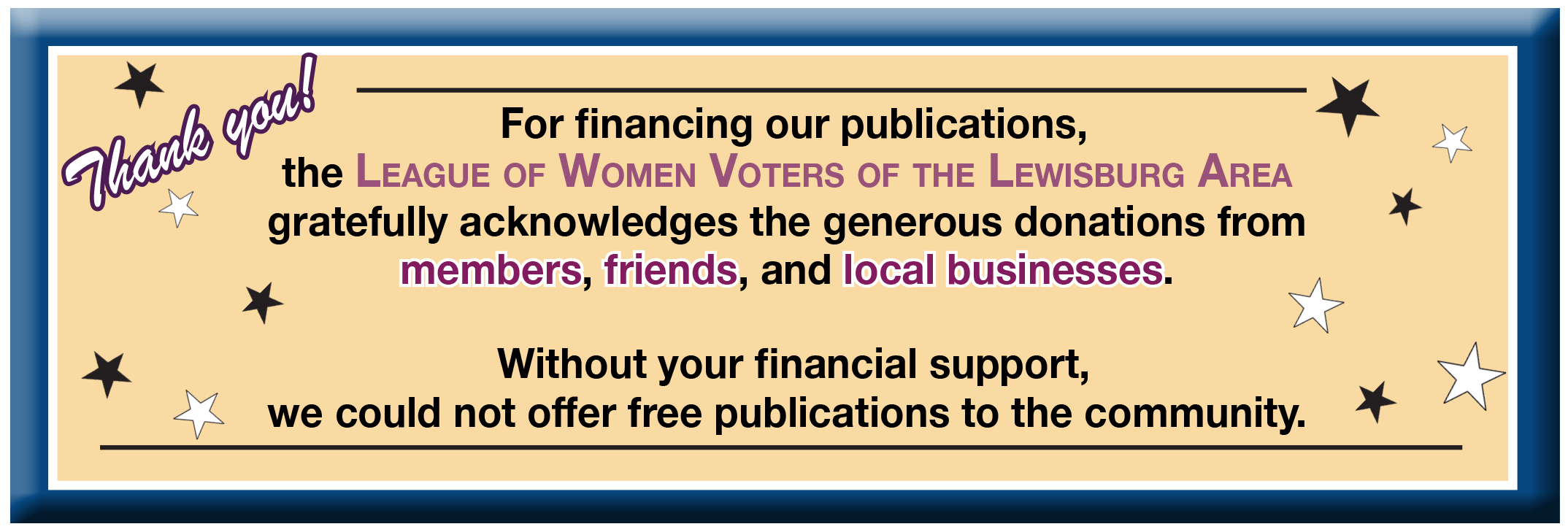 thank you to the sponsors of the Voters guide