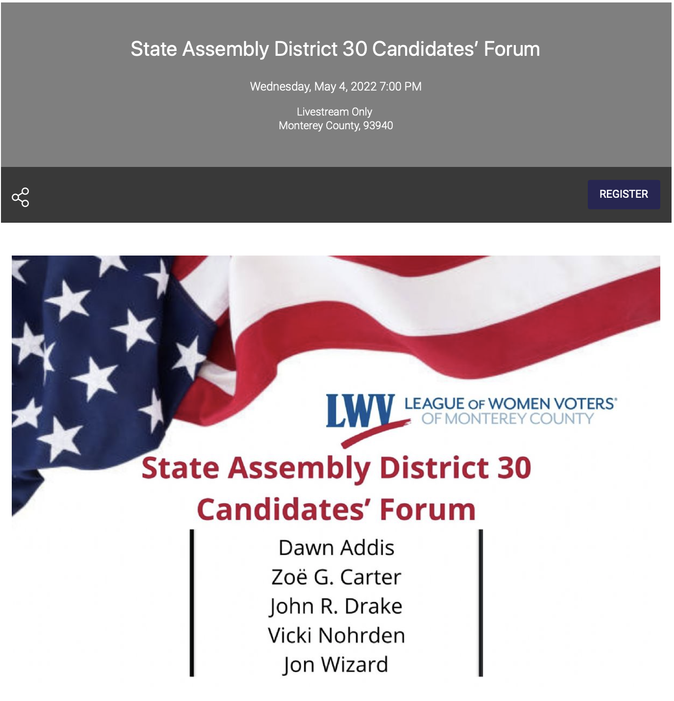 State Assembly District 30 Forum