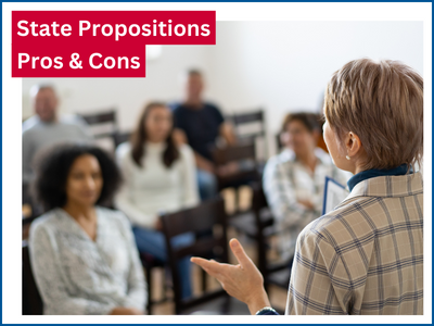 State Propositions Pros & Cons - woman speaking to audience