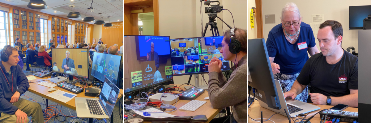 People working with Computer and Recording Equipment