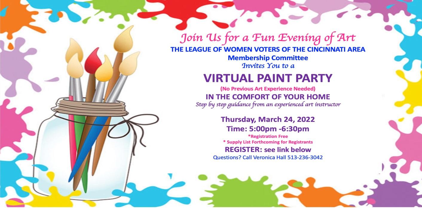 Virtual LWVCA Paint Party 3/24/2022 Invitation