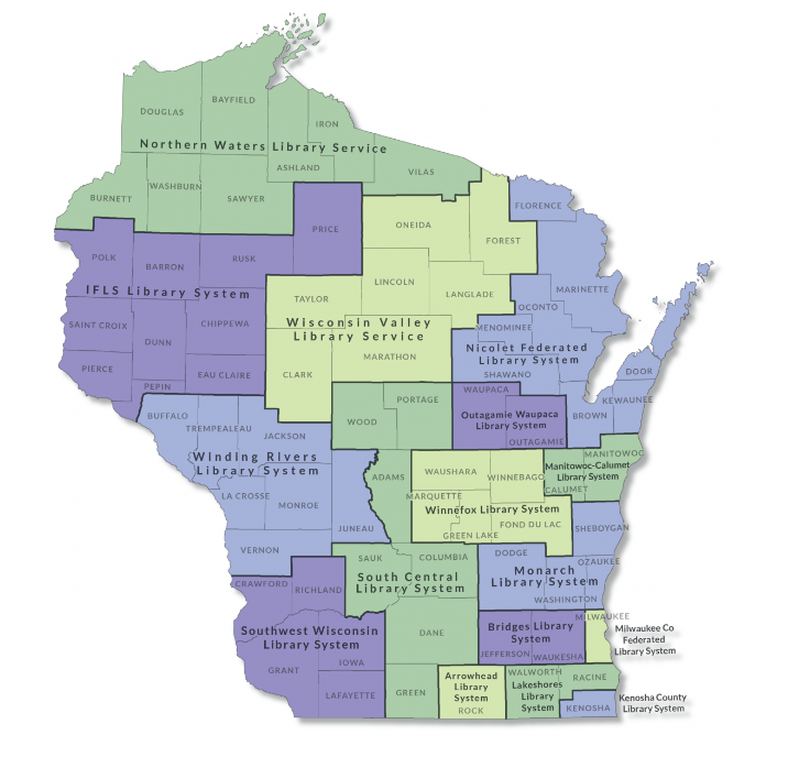 Map of Wisconsin Public Library System