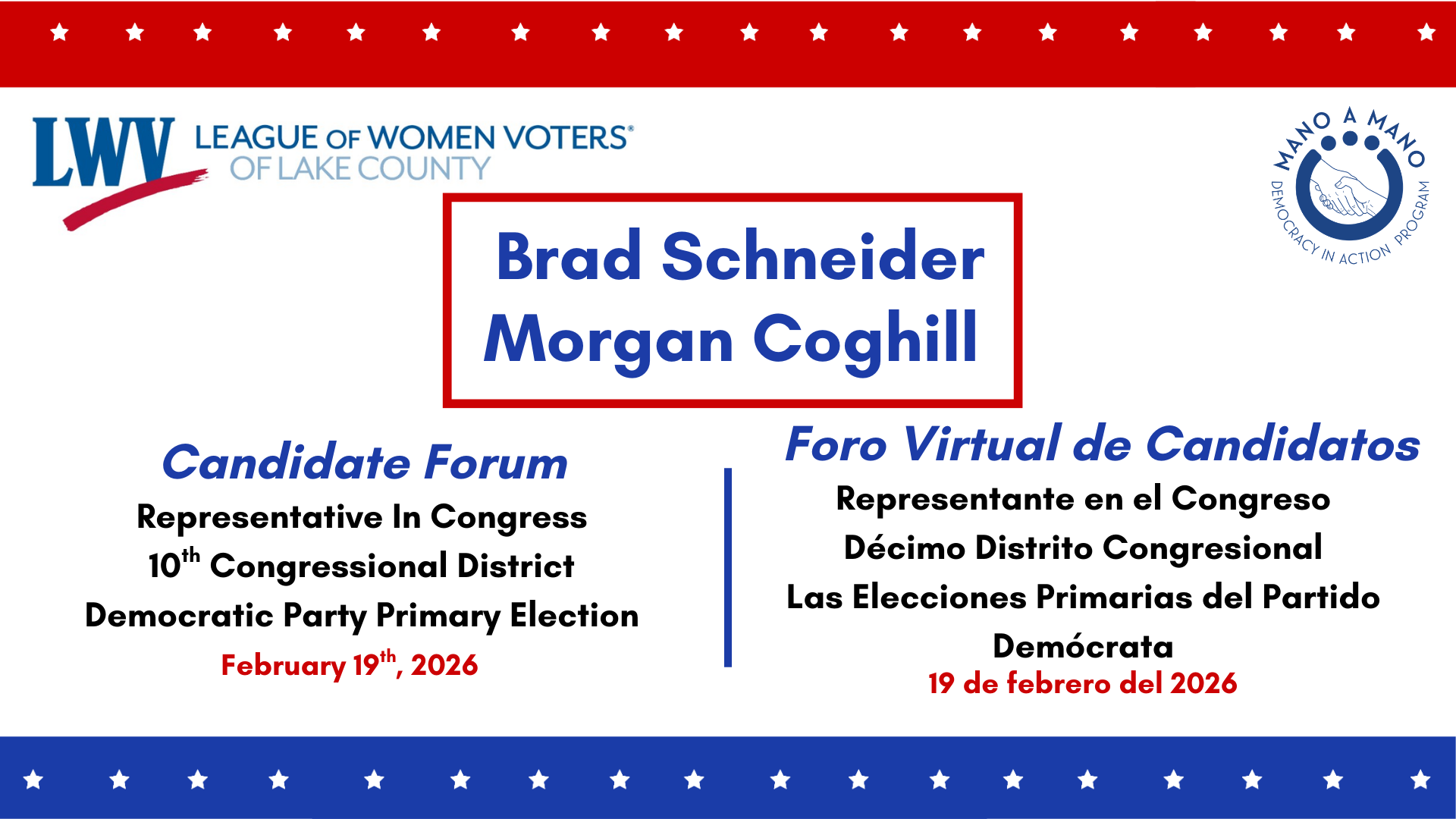 Candidate Forum 10th Congressional District Dem Primary