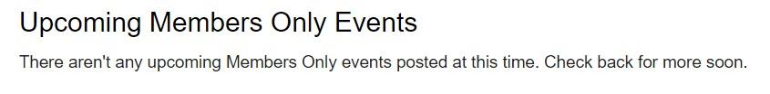Example of Members Only Page - upcoming events section