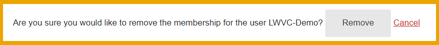confirmation of removing a member from League/group