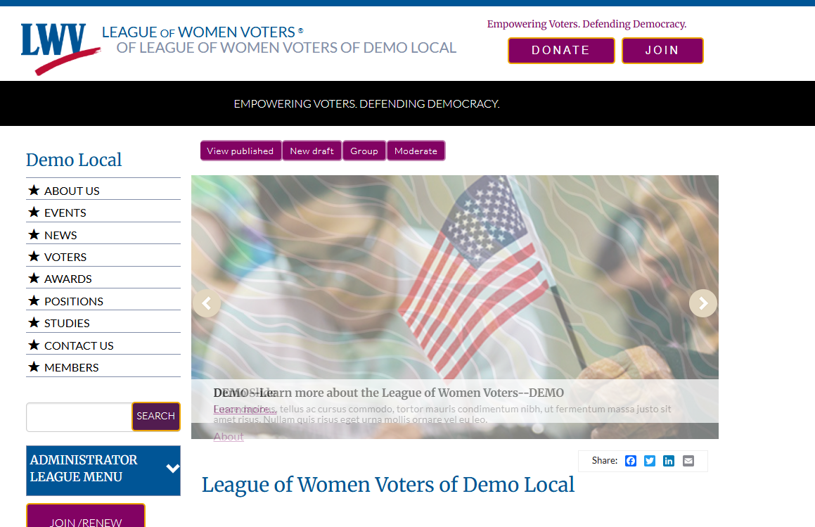 example of LWV repeat in header logo