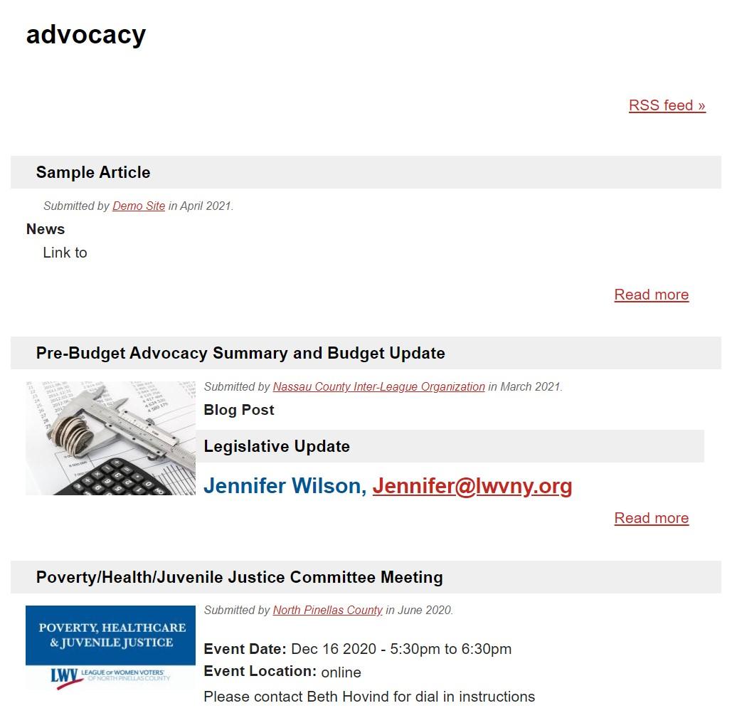 Example of Tag list: advocacy