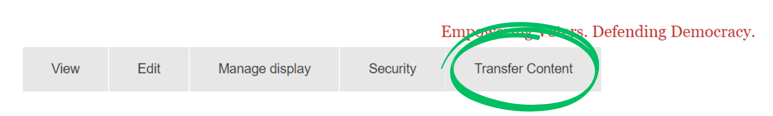 Transfer Content tab circled